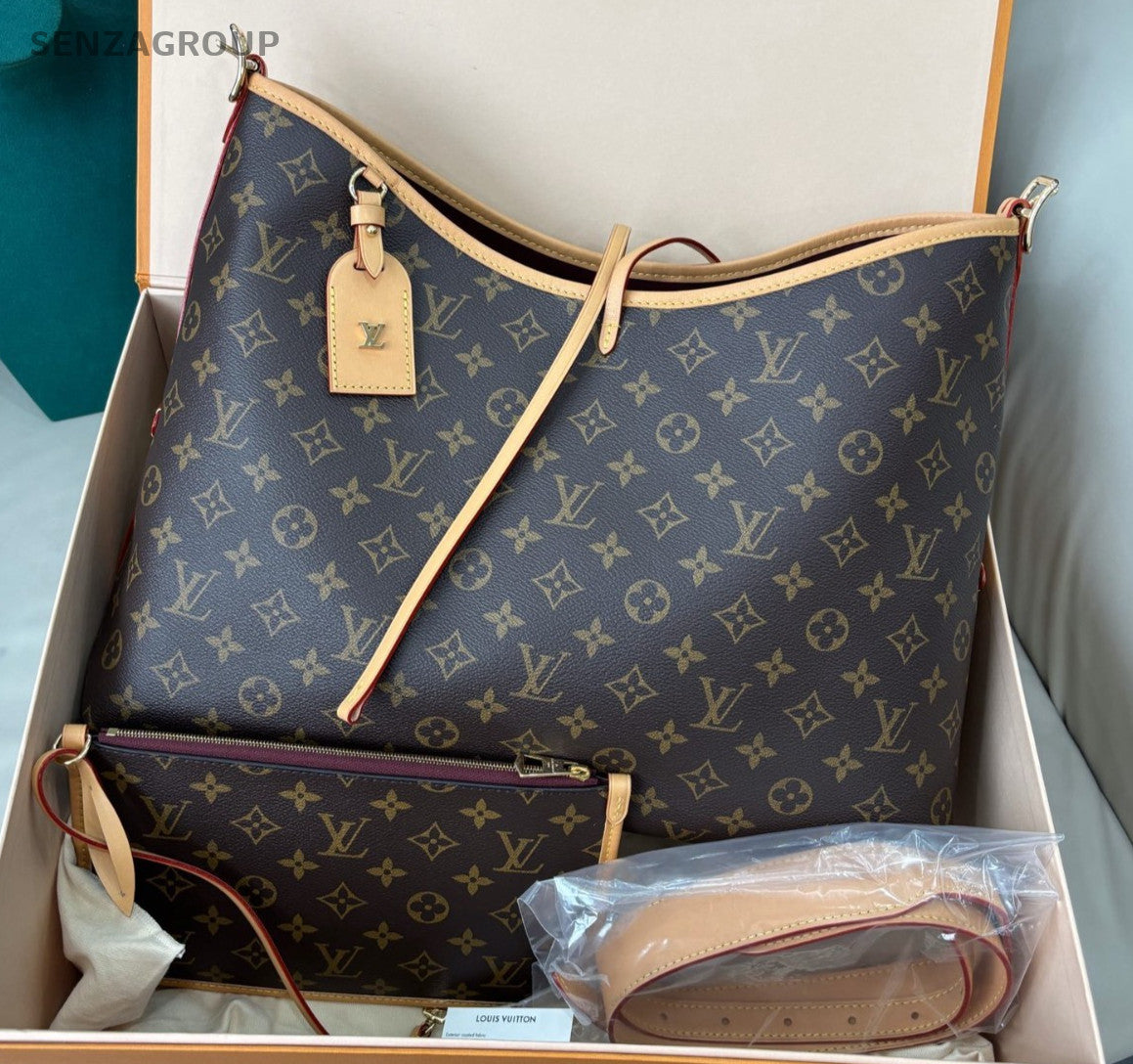 Louis Vuitton Carryall MM Monogram Shoulder Bag Brown Gold Women Classic