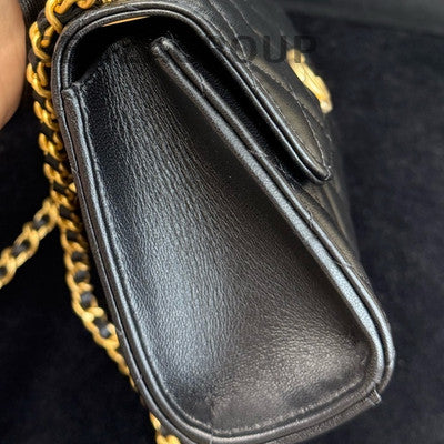 Chanel Black Gold Quilted Chain Shoulder Bag Crossbody Handbag