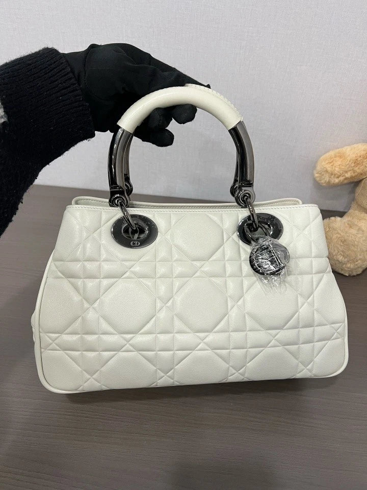 Dior White Lady 95.22 Small Top Handle Handbag For Women
