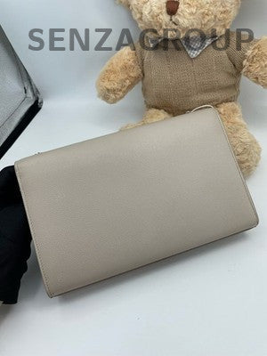 Saint Laurent YSL Kate Chain Shoulder Bag Grey White Silver Hardware