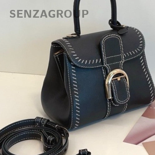 Delvaux Brilliant Mini Top Handle Shoulder Bag Crossbody Gray Gold Women Classic