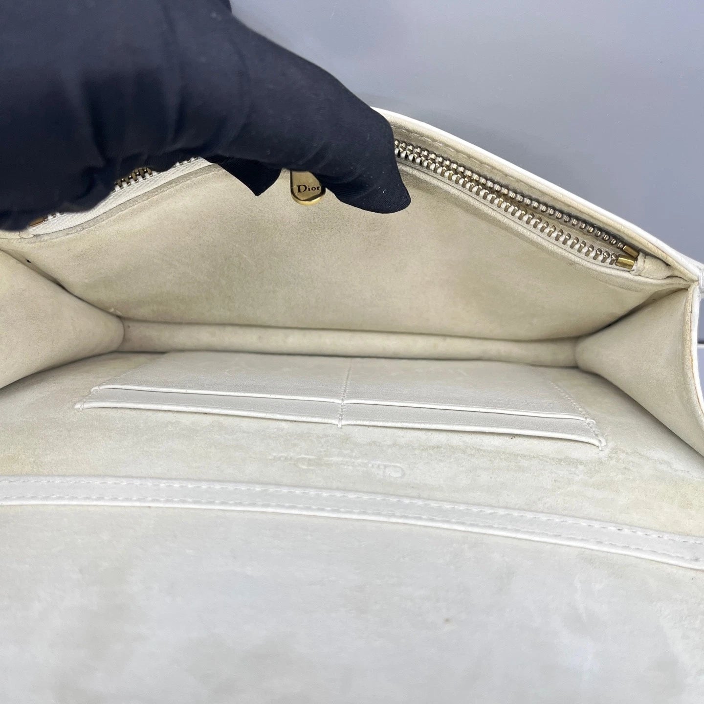 Dior Leather Studded Shield White Clutch Bag For Women