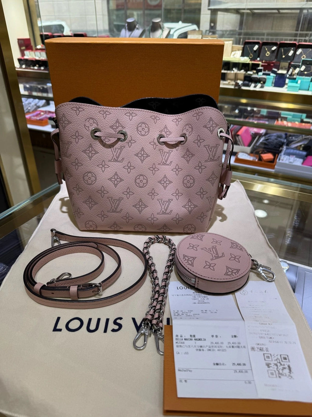 Louis Vuitton Pink Bella Cutout Leather Bag For Women
