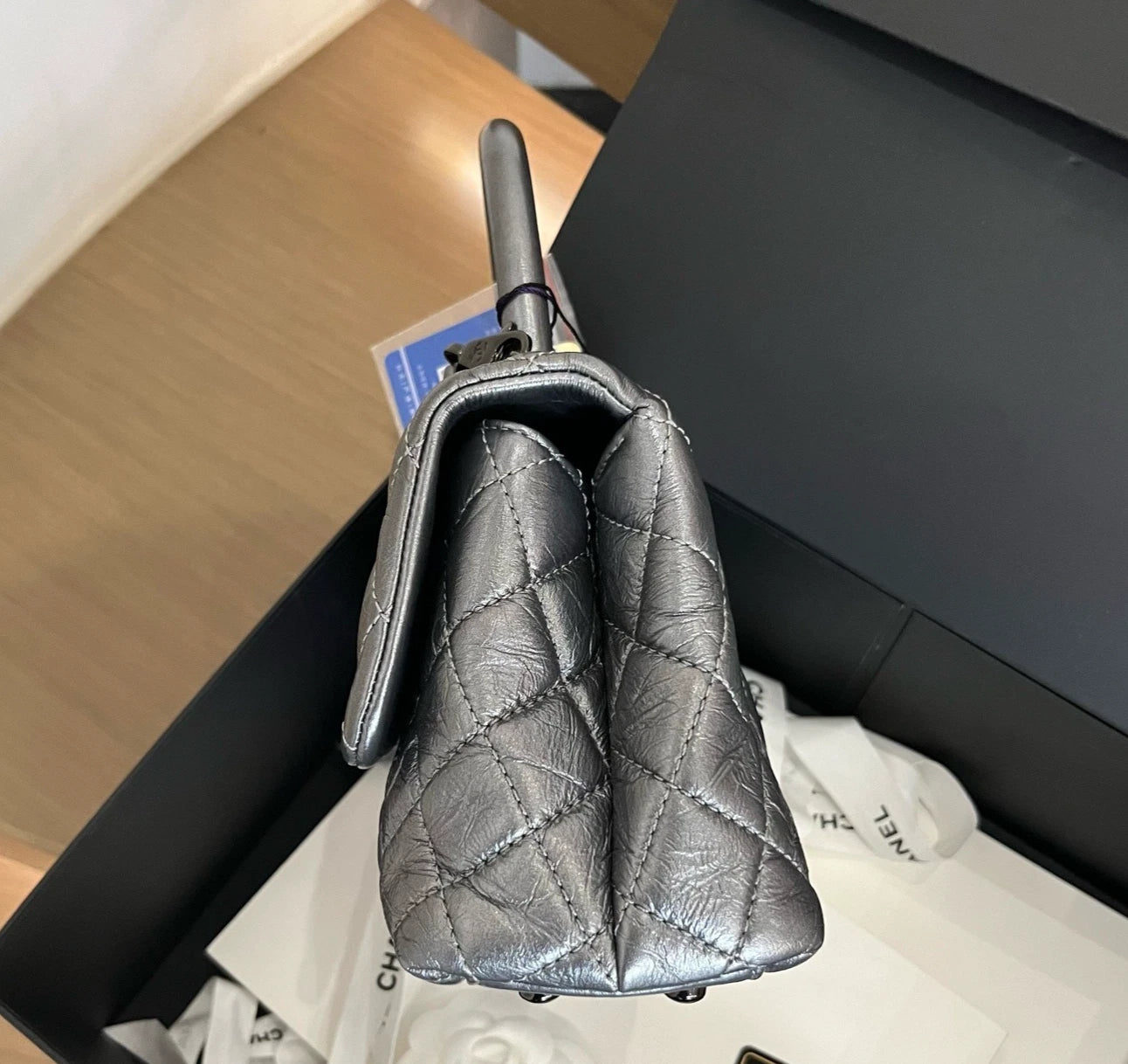 Chanel Coco Handle PM Top Handle Bag Shoulder Bag Crossbody Silver Excellent