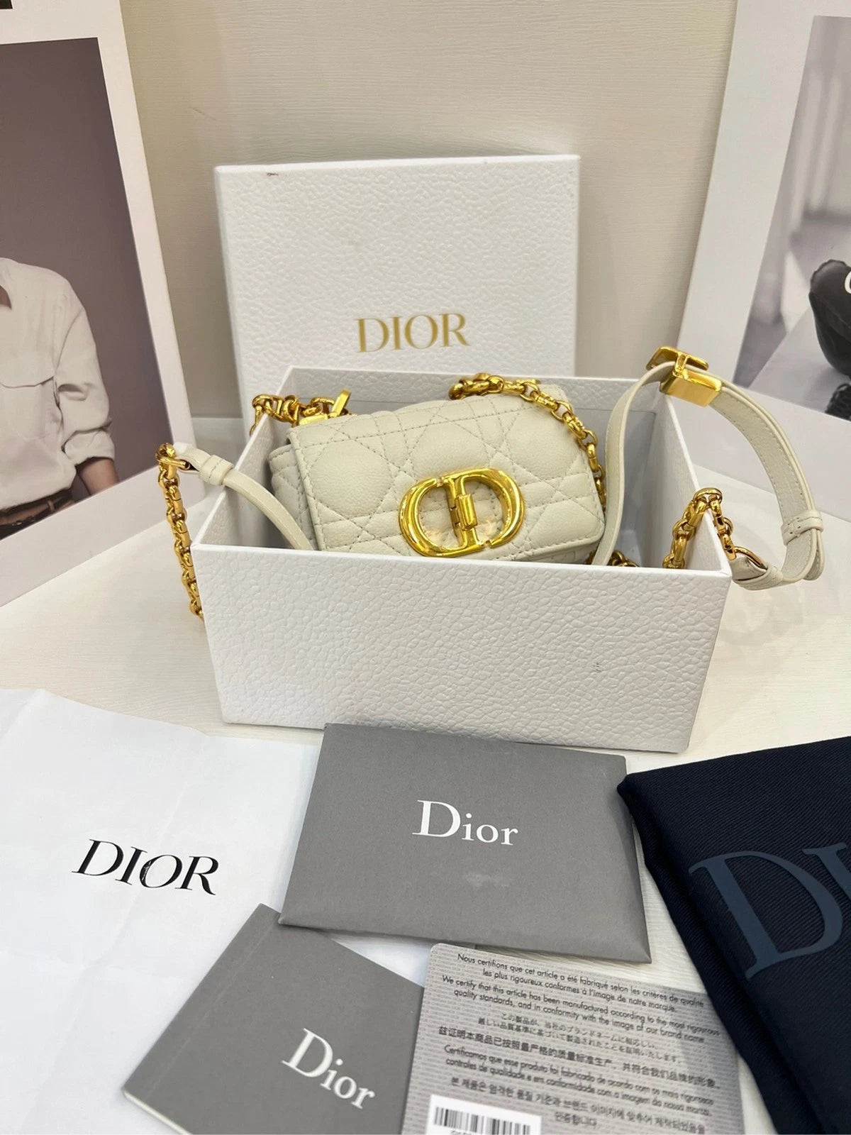Dior Caro Cannage Mini Crossbody Shoulder Bag For Women