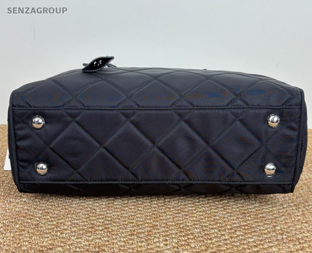 Prada Nylon Chain Shoulder Bag Black Silver Diamond Women Classic Fashion