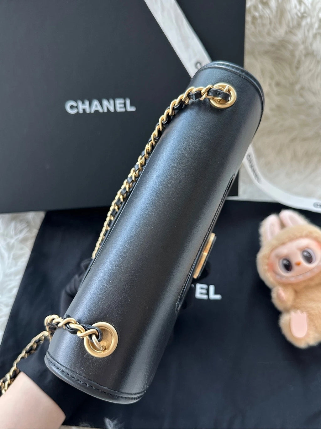 CHANEL Small Black Calfskin Gold Hardware Briefcase Crossbody For Women