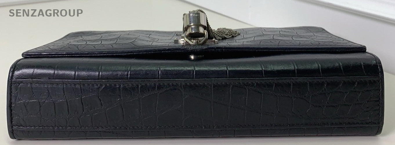 Saint Laurent Kate Fringe Clutch Bag Black Silver Used Women Classic