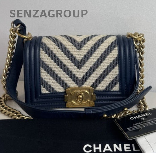 Chanel Leboy Lambskin Calfskin Leather PM Chain Shoulder Bag Black Gold Women