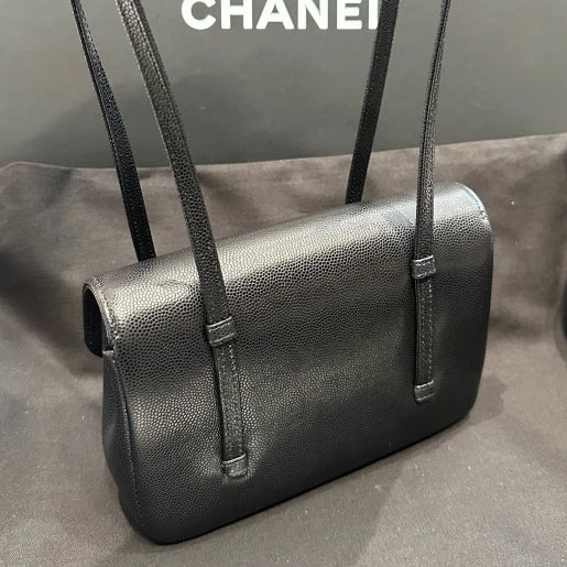 Chanel Preppy Coco Mini Shoulder Bag Black Gold Used Women Classic Fashion D