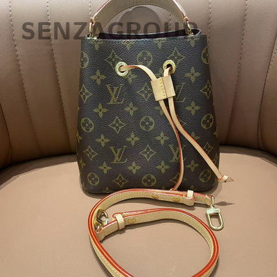 Louis Vuitton Monogram Noe Bucket Bag Brown Gold Hardware Classic Women