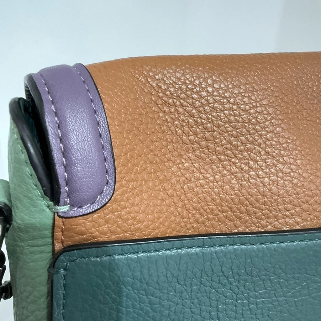 COACH Jade 21 Women's Small Colorblock Leather Saddle Crossbody Shoulder Bag