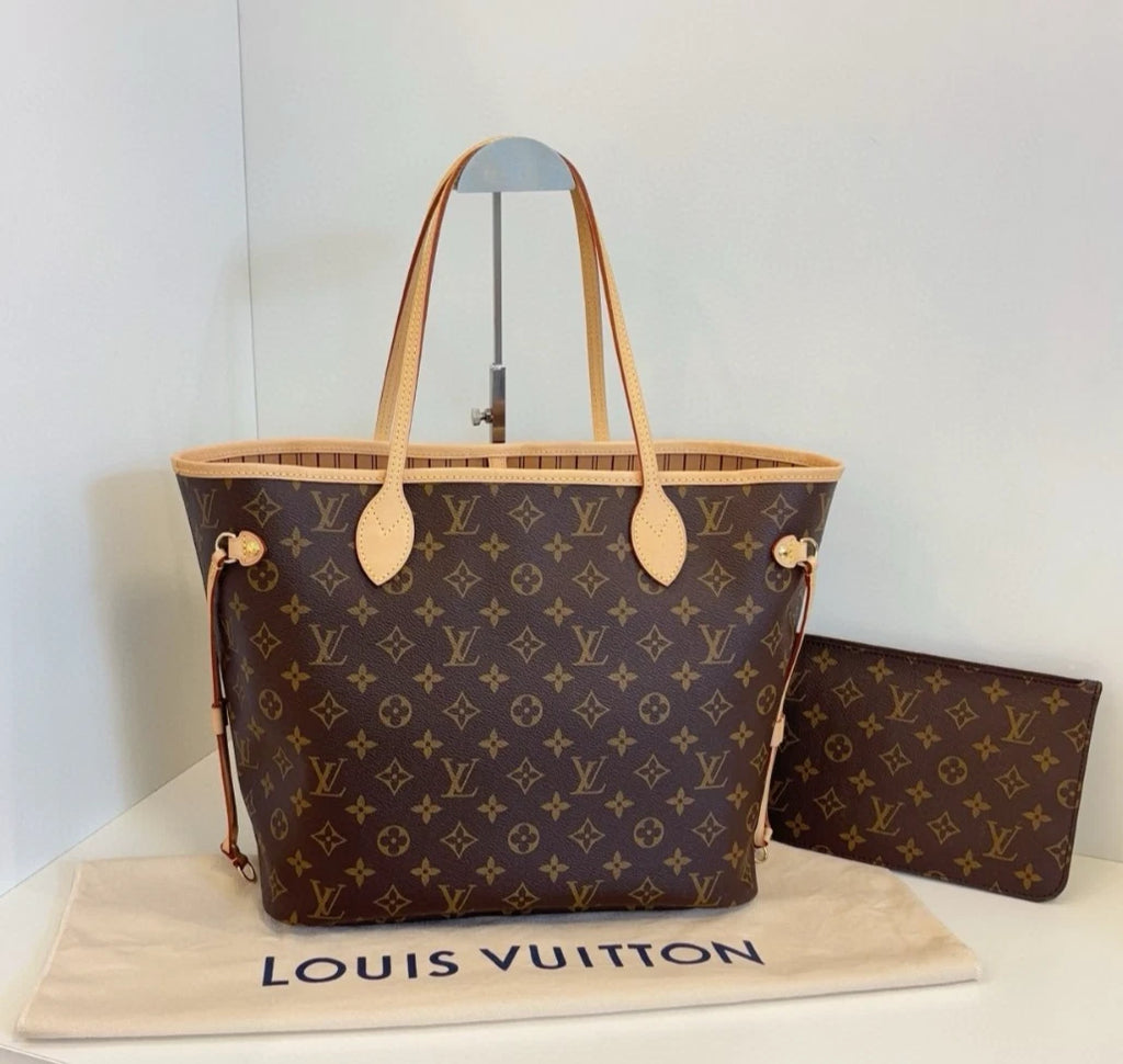 Louis Vuitton Neverfull MM Monogram Canvas Shoulder Bag Brown Women