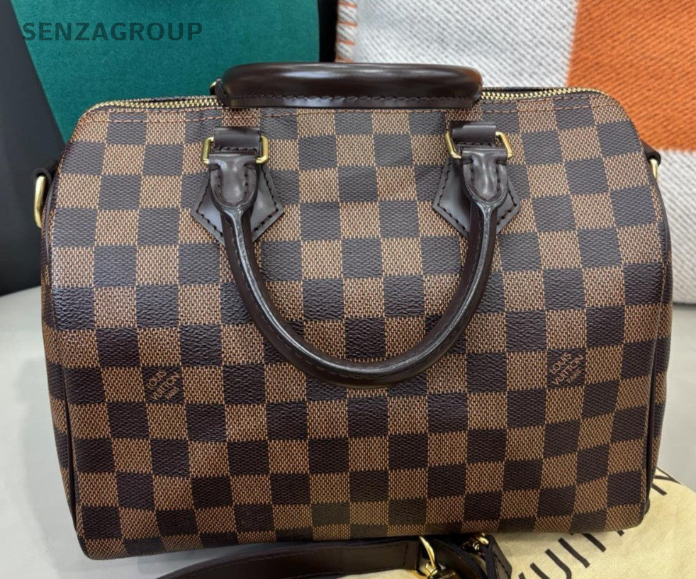 Louis Vuitton Speedy25 Top Handle Bag Crossbody Brown Gold Women Classic