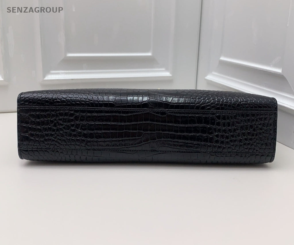 Saint Laurent Manhattan Clutch Black Gold Used Women Classic Fashion