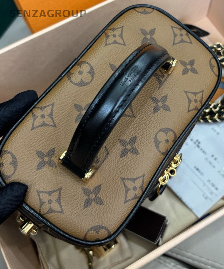 Louis Vuitton Vanity Monogram Chain Shoulder Bag Crossbody Brown Gold Women