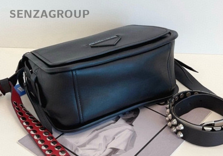 PRADA Rivet Pochette Metis All Leather Shoulder bag Crossbody Black