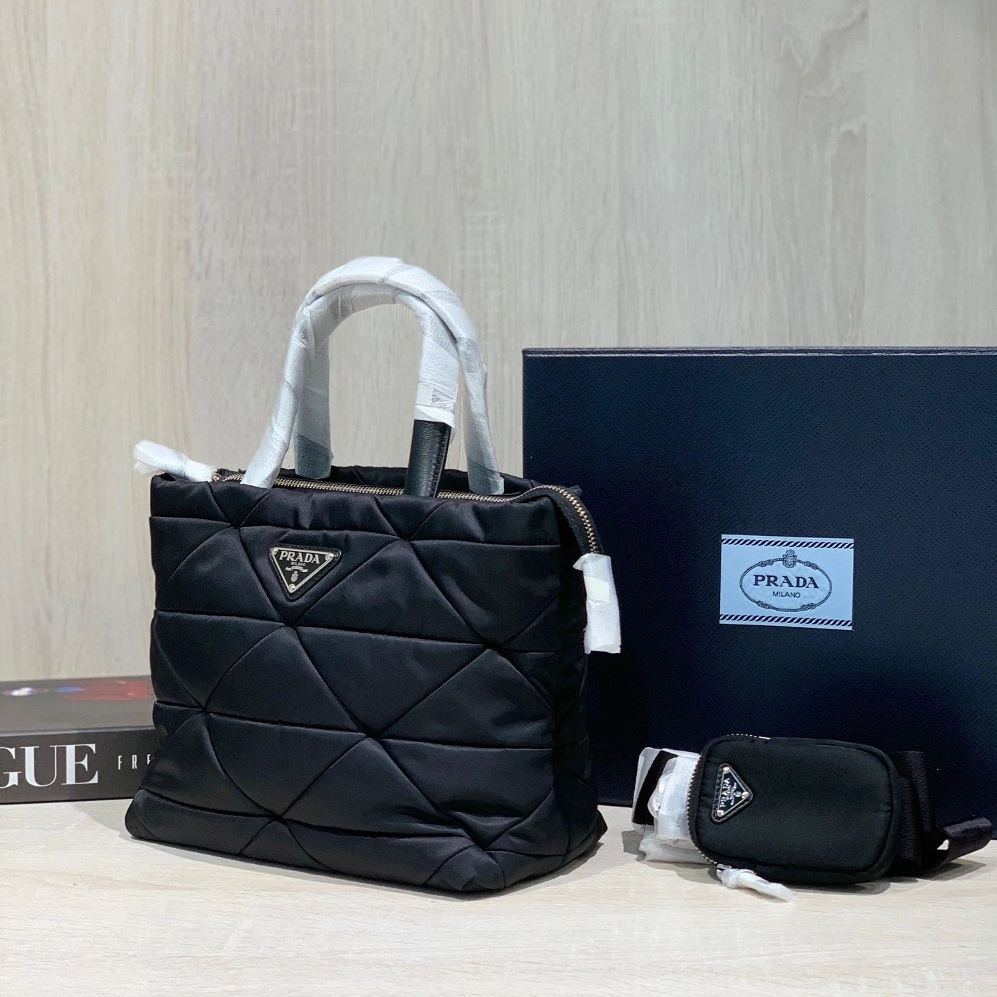 PRADA Black Nylon Tote Bag For Women