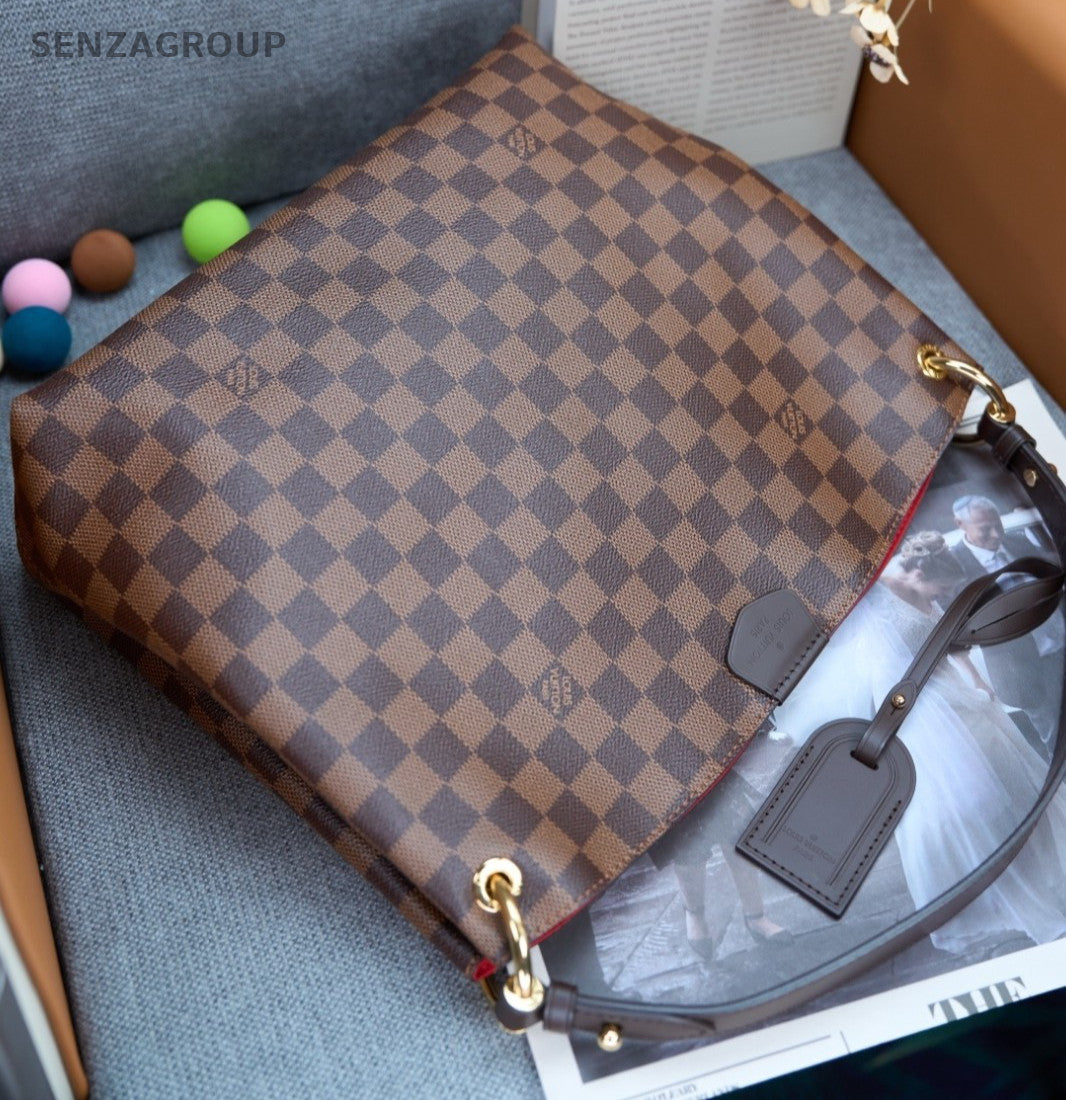 Louis Vuitton Graceful PM Damier Ebene Canvas Top Handle Shoulder Bag Brown