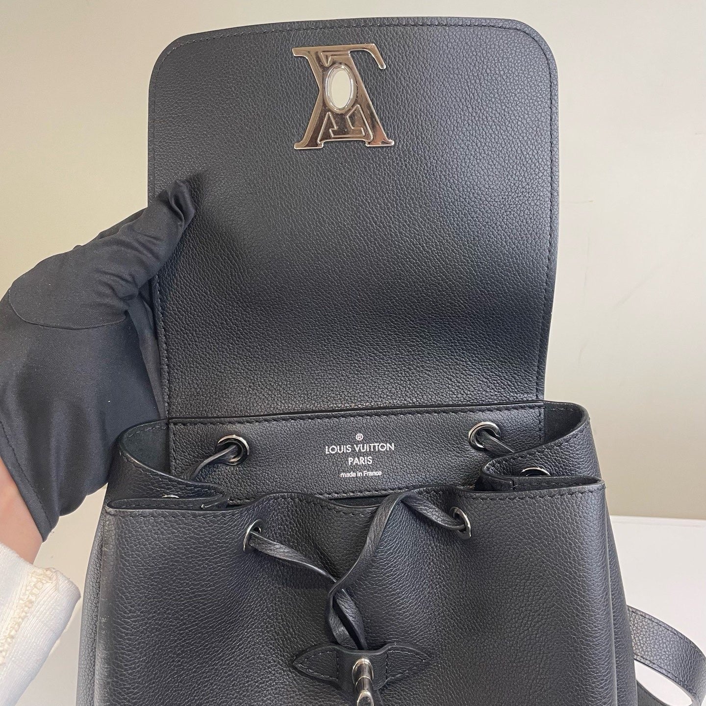 Louis Vuitton Lockme Backpack Black Silver Unisex Adults Classic