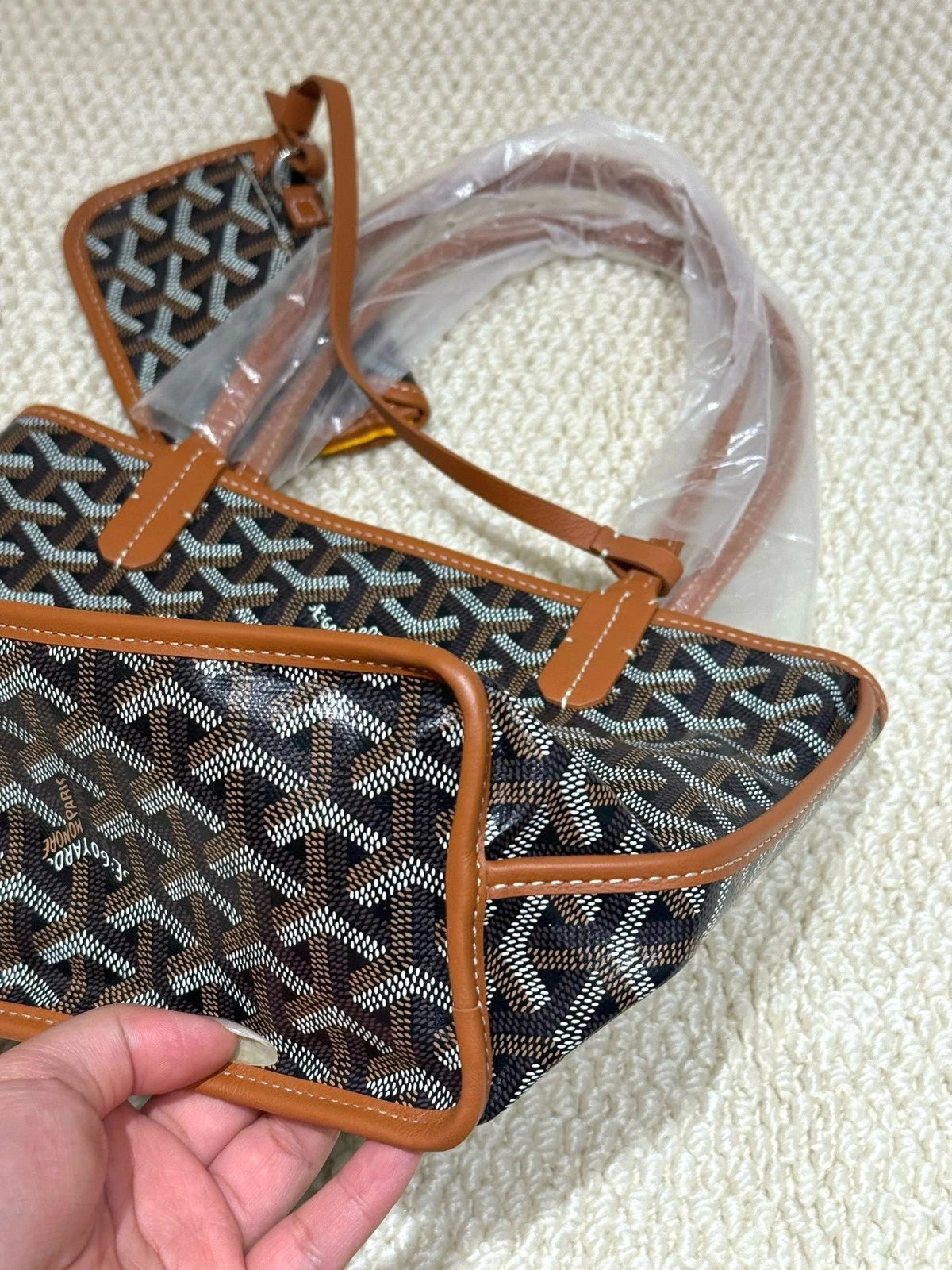 Goyard Anjou Brown Mini Canvas Tote Shoulder Bag For Women