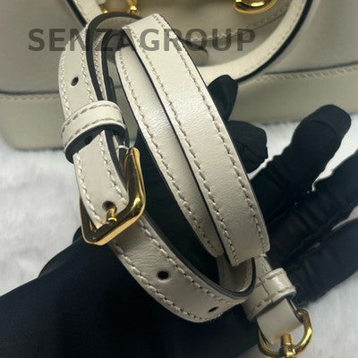 Gucci 1955 White Gold Zipper Top Handle Crossbody Bag Women's Classic
