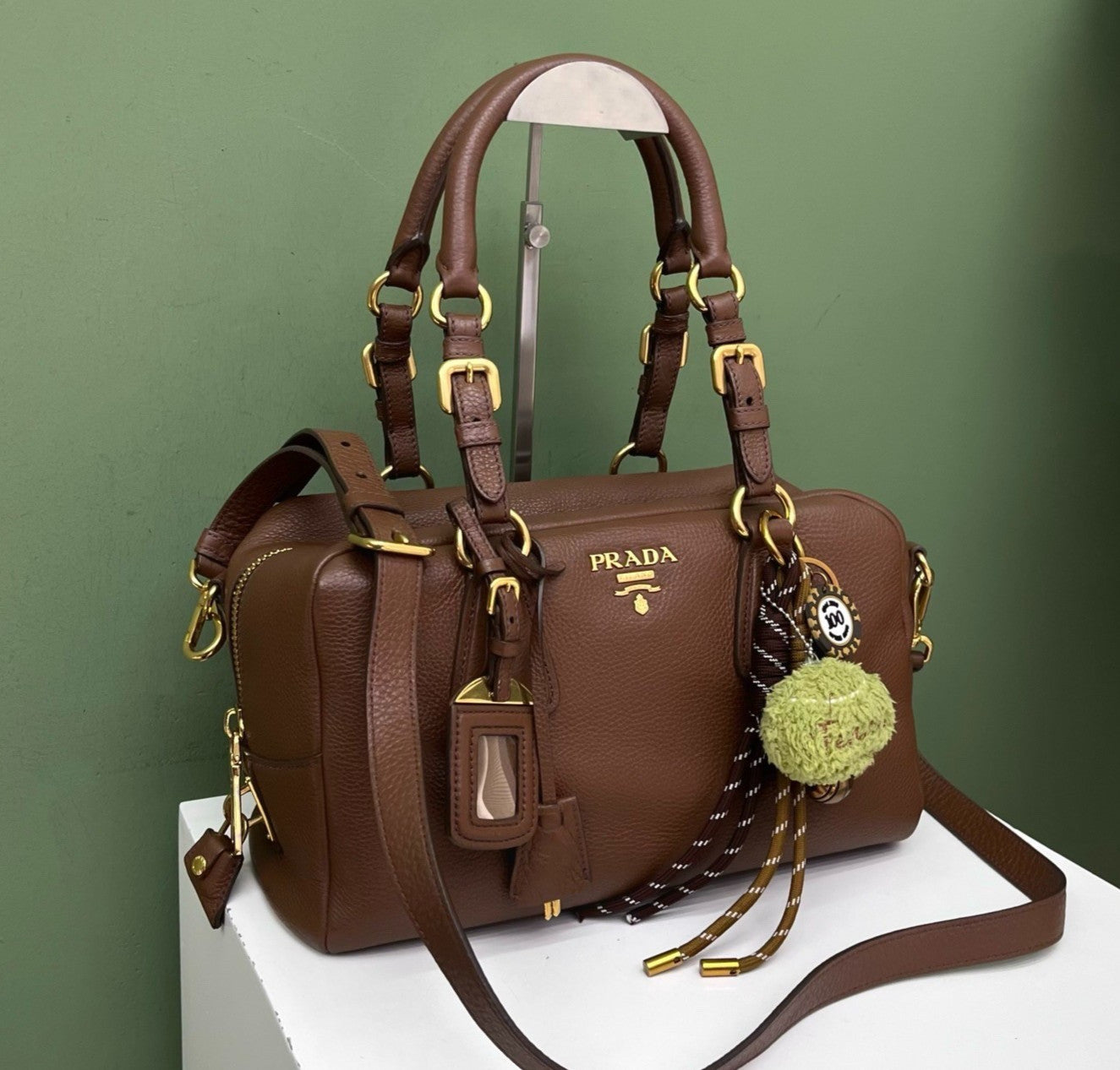 Prada Bolide 2Way Top Handle Shoulder Bag Brown Gold Used Women Classic
