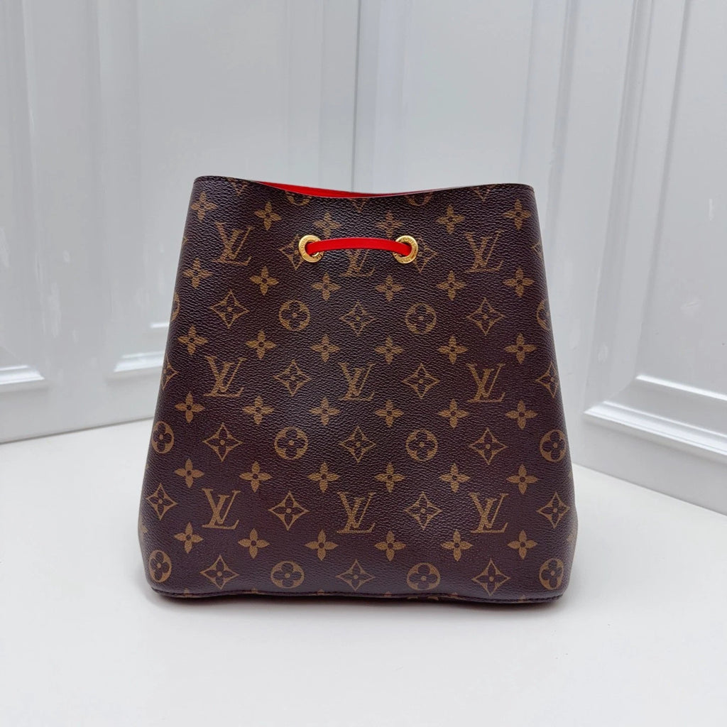Louis Vuitton NeoNoe Monogram Canvas Brown Red Shoulder Bag Excellent