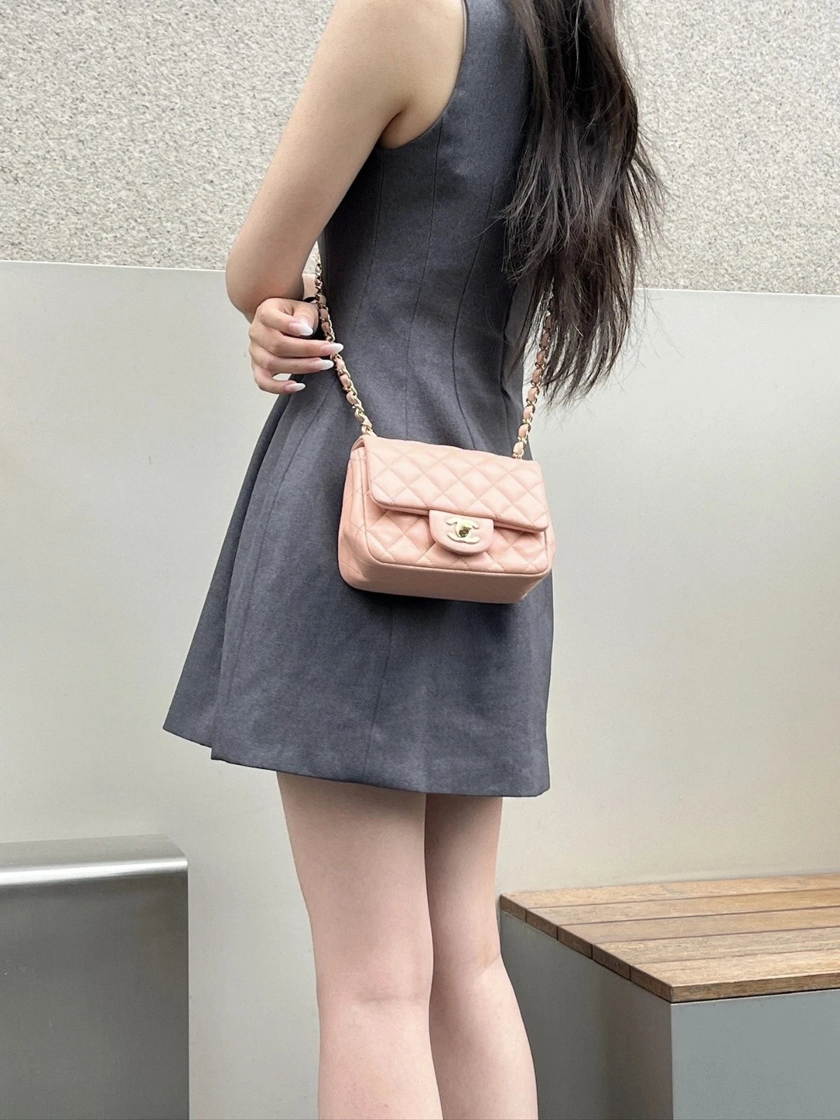 CHANEL Light Pink Lambskin Square Crossbody For Women