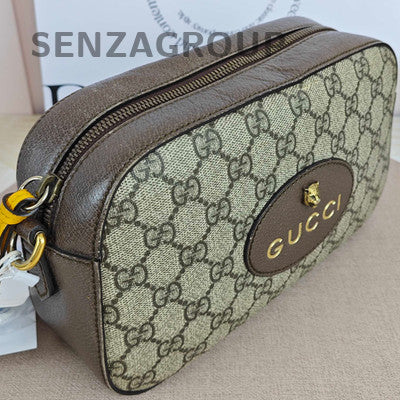 Gucci Neo Vintage GG Monogram Brown Shoulder Bag Gold Buckle Women