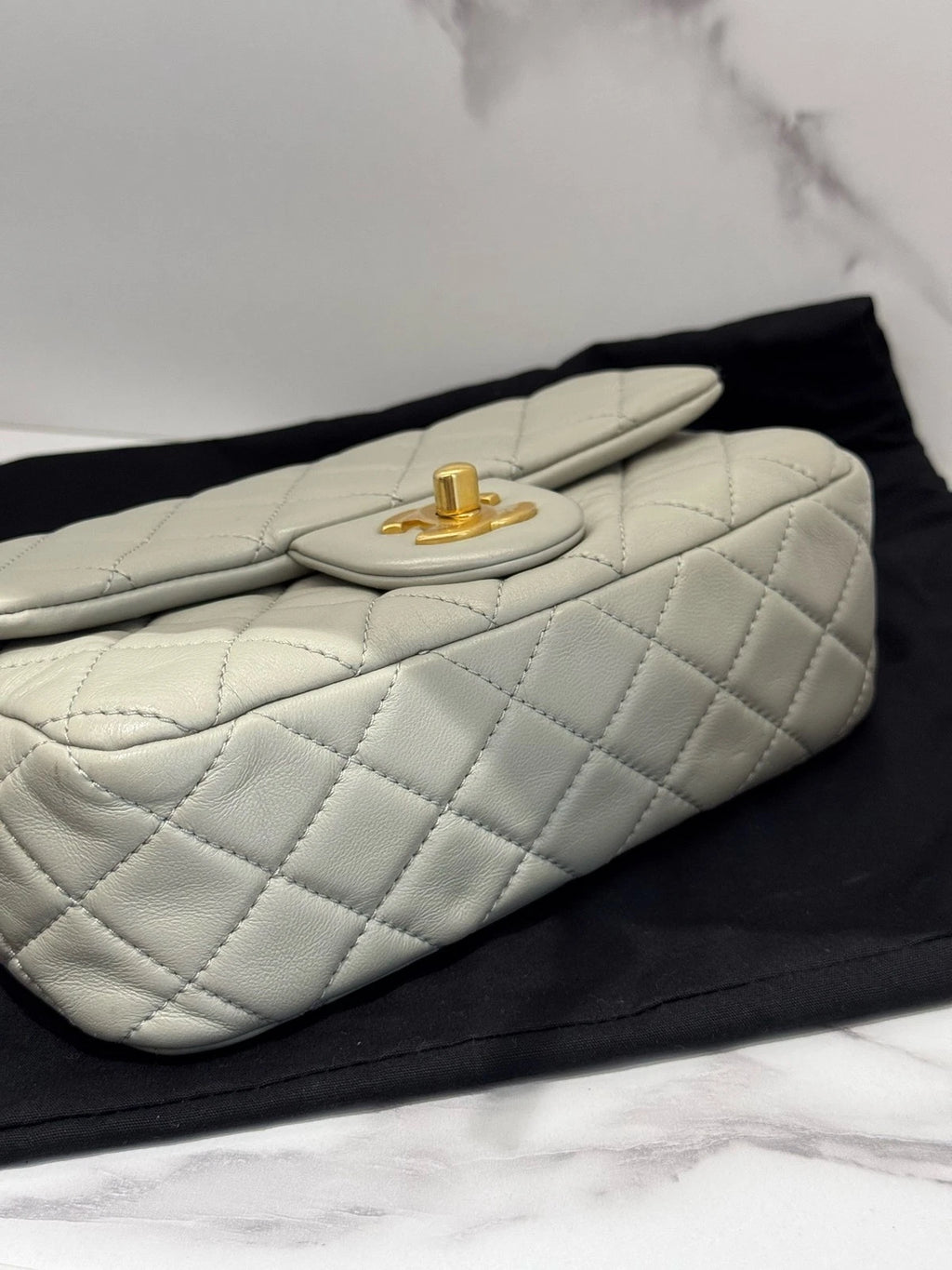 CHANEL Gray Lambskin CF Mini Chain Shoulder Bag Women