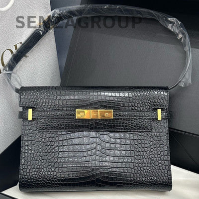Saint Laurent YSL Black Gold Medium Manhattan Shoulder Bag Classic Women's
