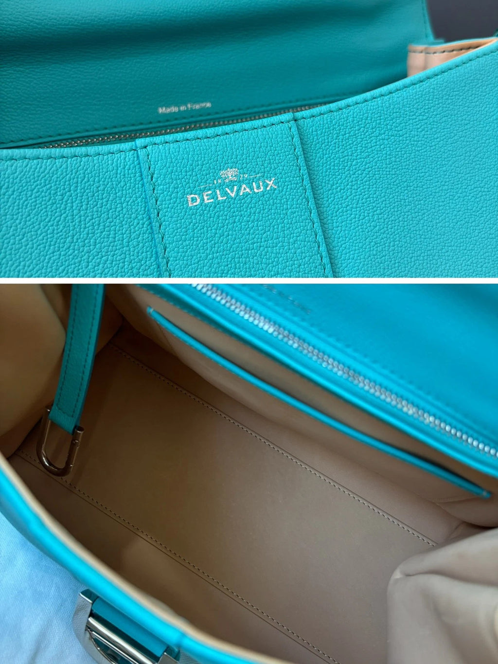 Delvaux Brilliant Medium Top Handle Bag Shoulder Bag Tiffany Blue