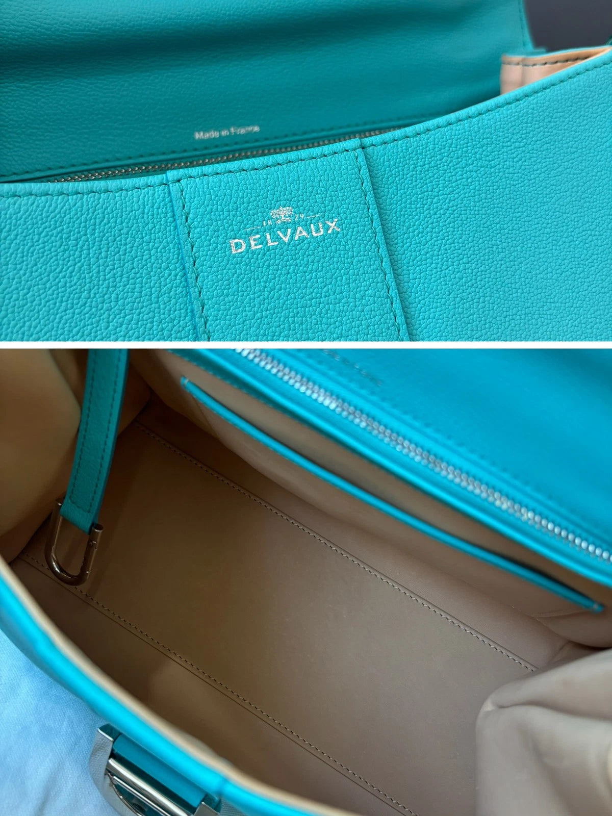 Delvaux Brilliant Medium Top Handle Bag Shoulder Bag Tiffany Blue