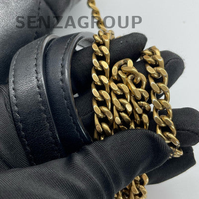 Saint Laurent Puffer Small Chain Shoulder Bag Black Gold Classic Women's