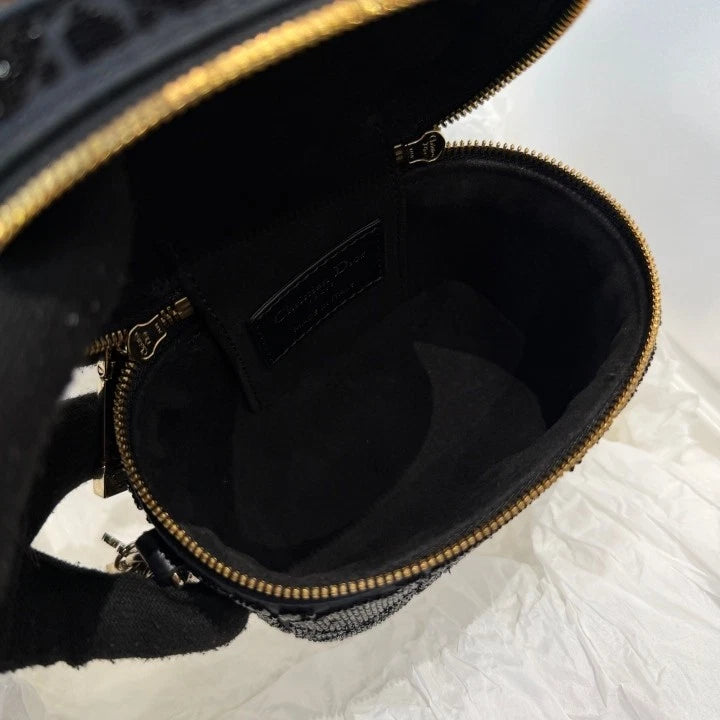 Christian Dior Lady Dior Cannage Vanity Case Top Handle Crossbody Bag Women D