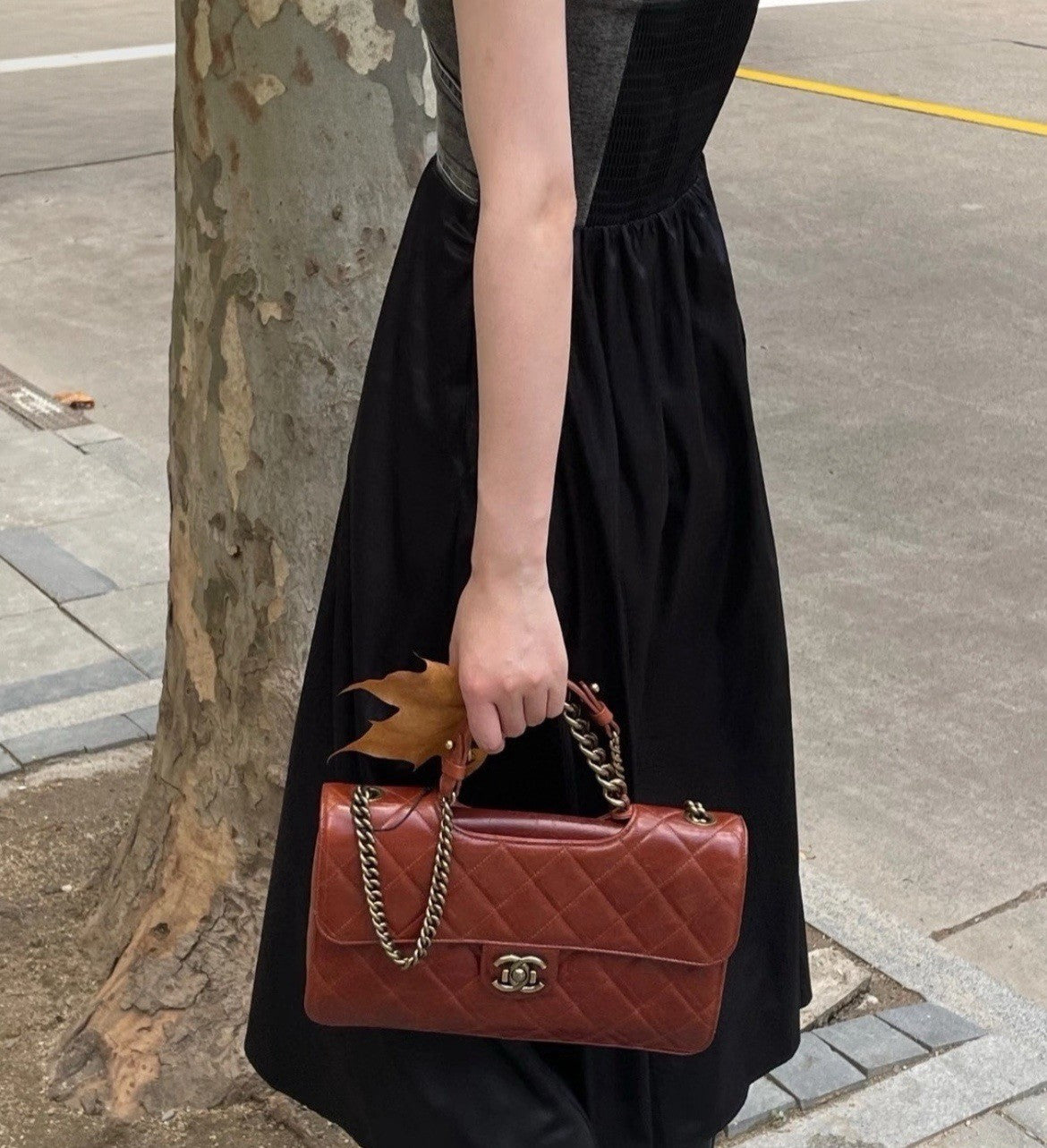 Chanel Classic Flap Chain Top Handle Shoulder Bag Red Gold Used Women Diamond