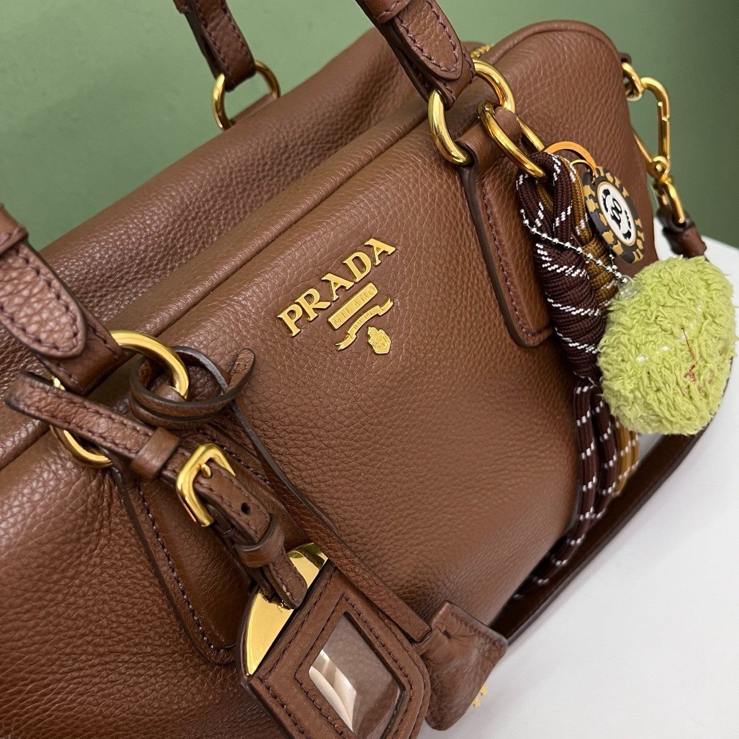 Prada Bolide 2Way Top Handle Shoulder Bag Brown Gold Used Women Classic