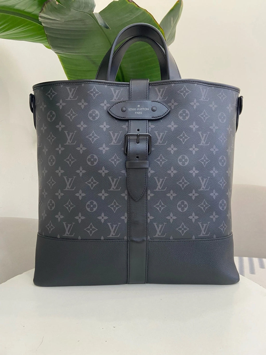 Louis Vuitton Saumur Black Canvas Tote Handbag For Women