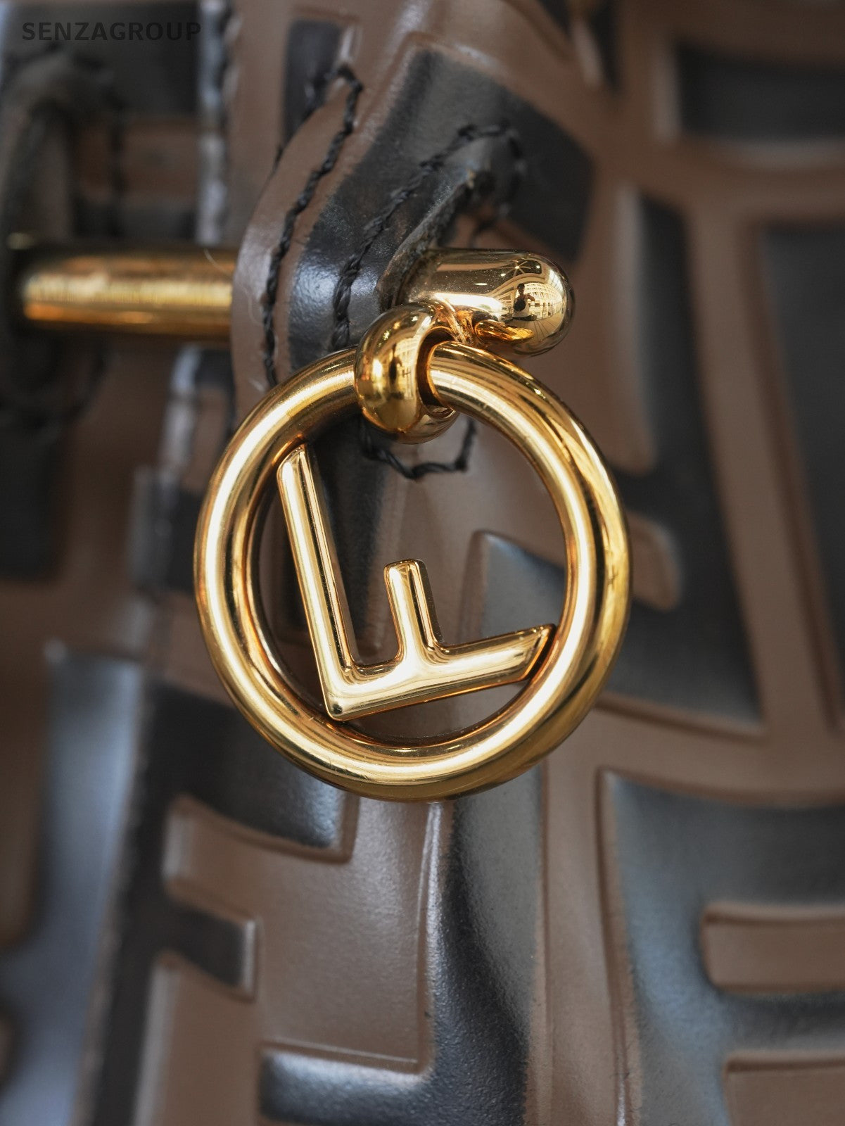 FENDI Classic Logo Bucket Drawstring Shoulder bag Brown