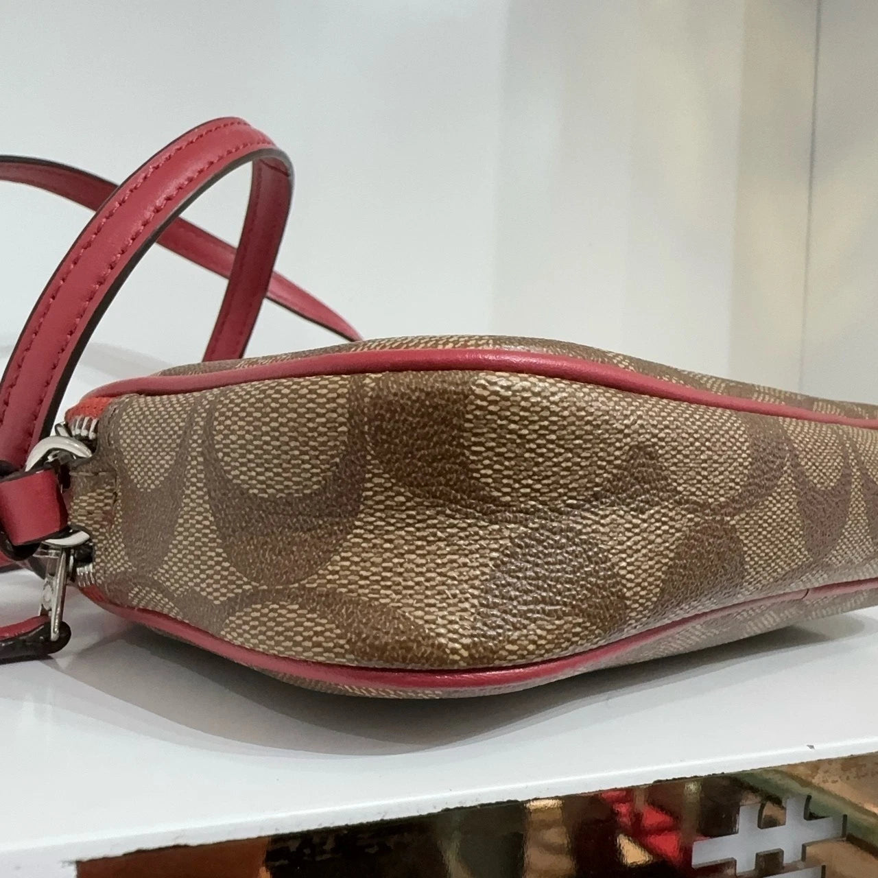 Coach Canvas x Pac-Man Monogram Crossbody Camera Bag Brown Red