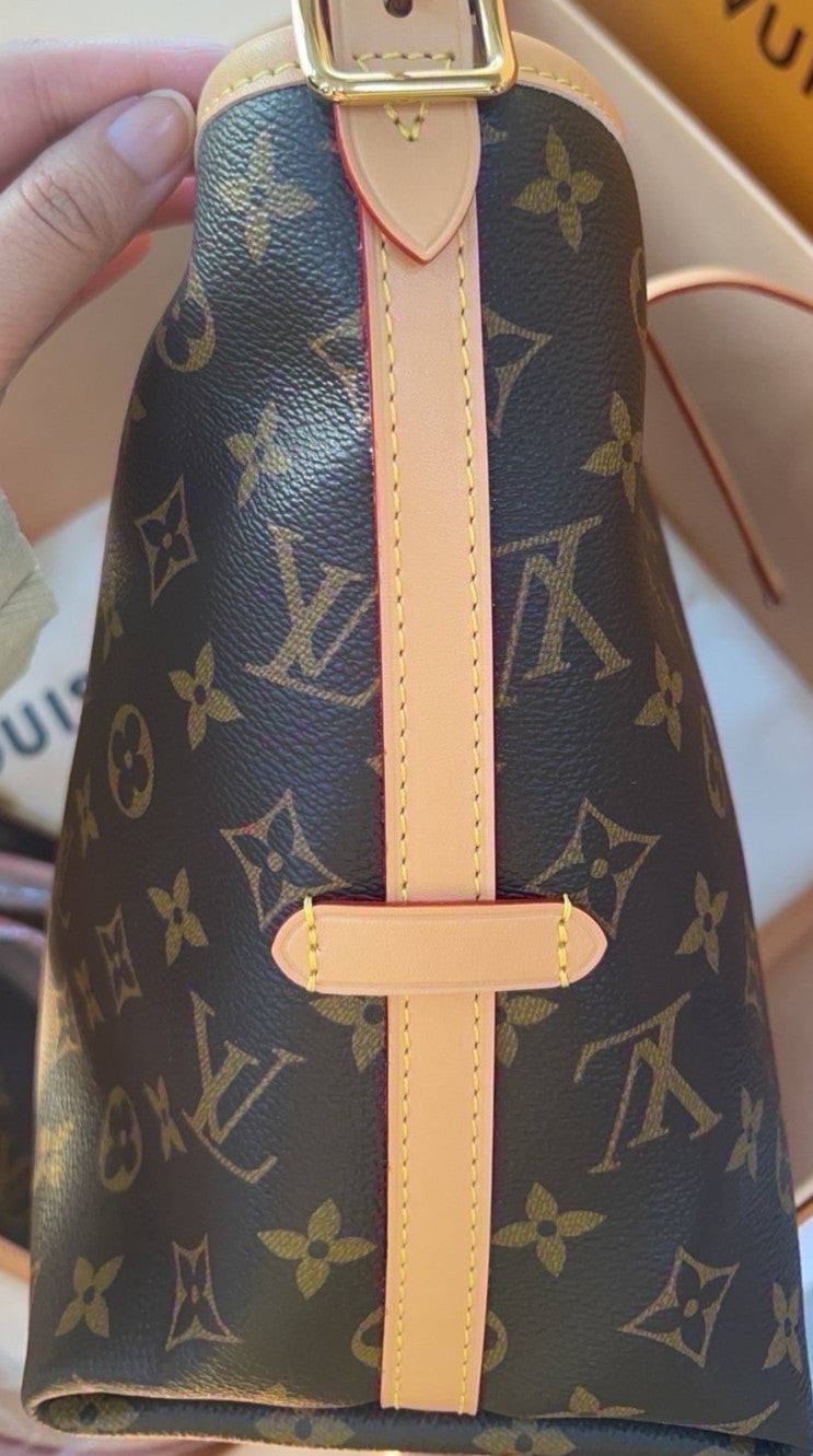 Louis Vuitton Carryall PM Monogram Shoulder Bag Brown Gold Used Women Classic