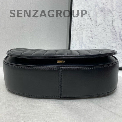 Saint Laurent Black Saddle Bag Gold Hardware Classic Women's Shoulder Bag
