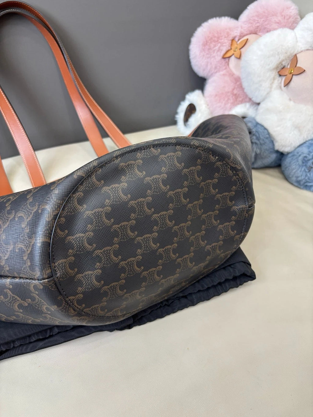 Celine Couffin Tote Shoulder Bag Black Brown Women Classic