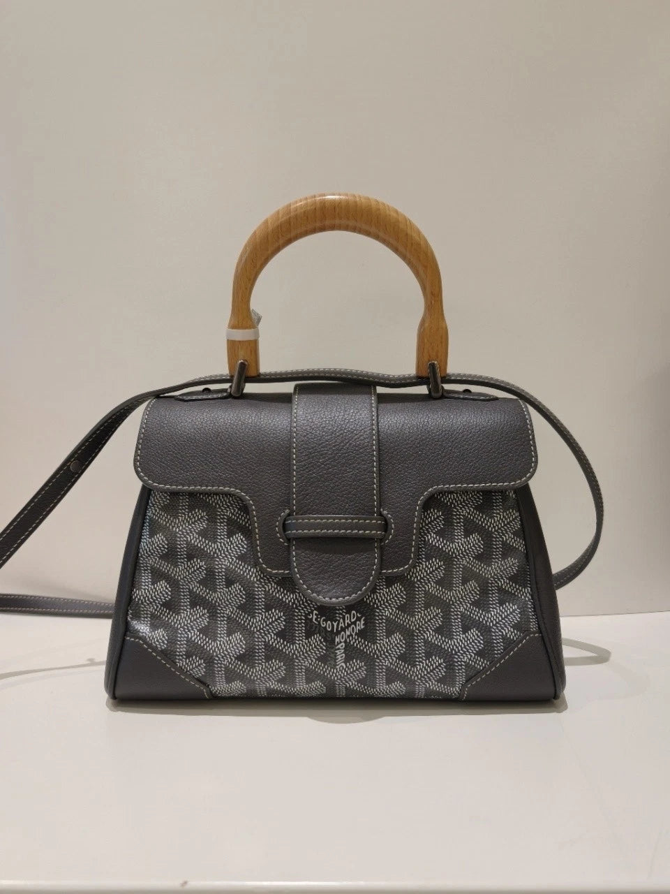 Goyard Gray Canvas Mini Saigon Top Handle Bag For Women