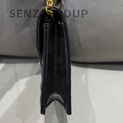 Saint Laurent Envelope Chain Shoulder Bag Black Gold Women's Classic Fashion