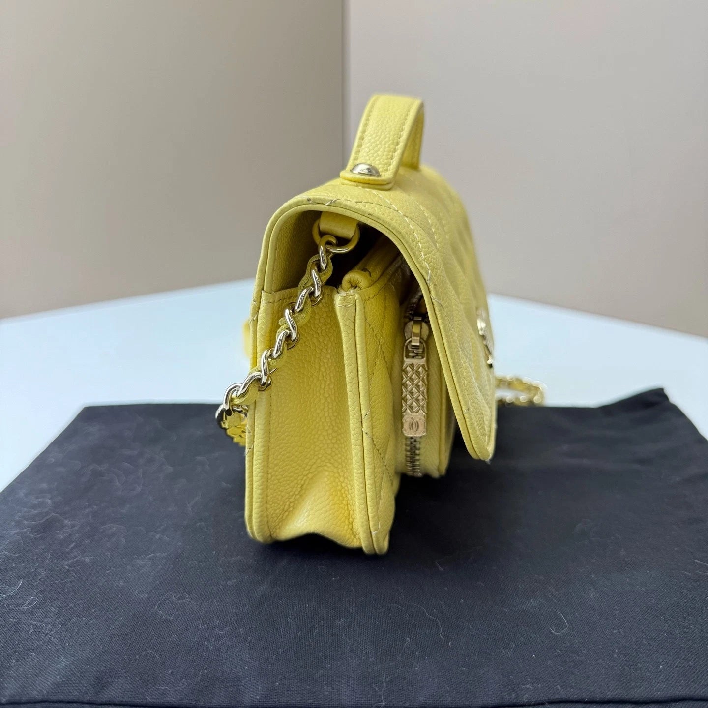 CHANEL Mini Messenger Shoulder Crossbody Bag Yellow For Women