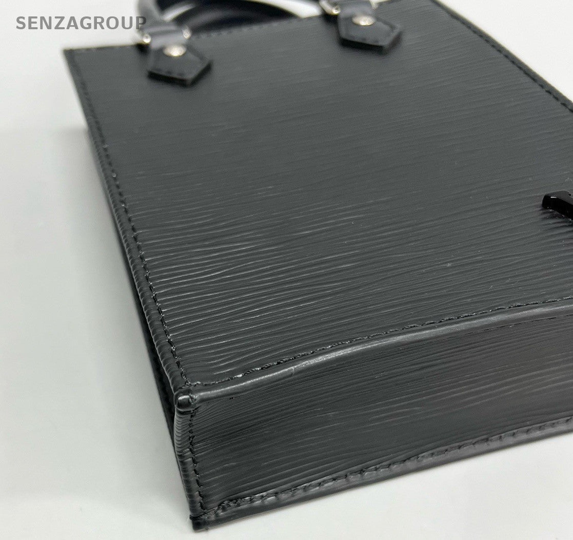 Louis Vuitton Epi Mini Top Handle Bag Crossbody Black Silver Women Classic