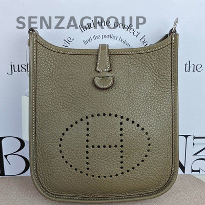 Hermes Mini Evelyne Bag Etoupe Grey Silver Hardware Women Shoulder Crossbody