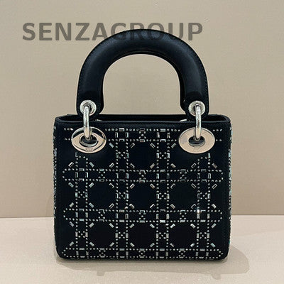 Dior Lady Dior Black Silver Hardware Handbag Classic Women's Fashion